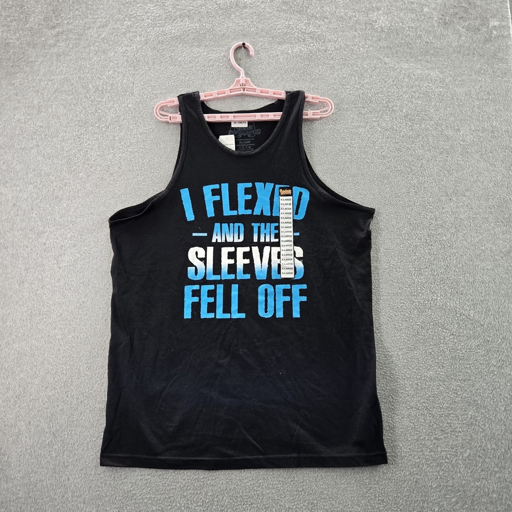 Spencer's Men Tank Top XL Black I Flexed And The Sleeves Fell Off Sleeveless NWT